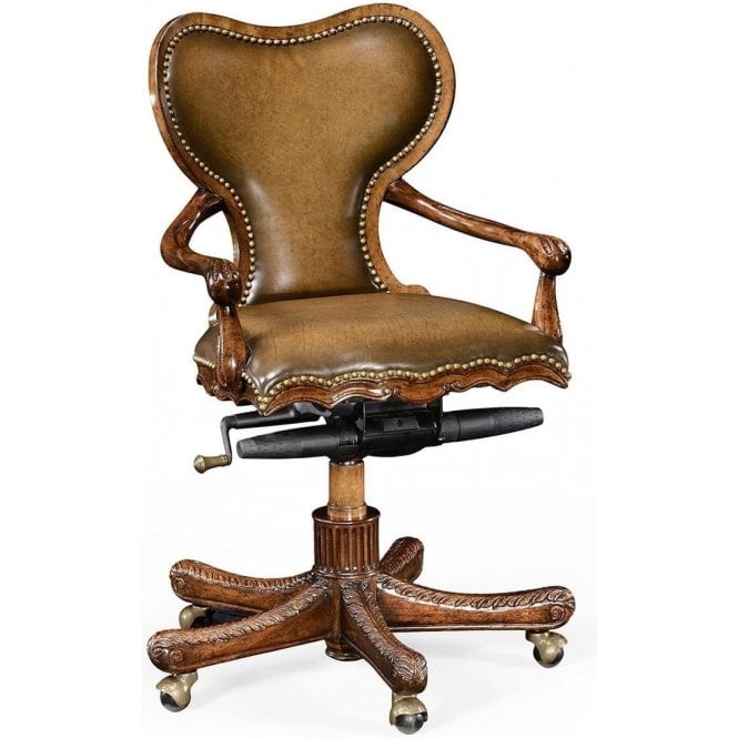 Adjustable Desk Chair In Antique Leather