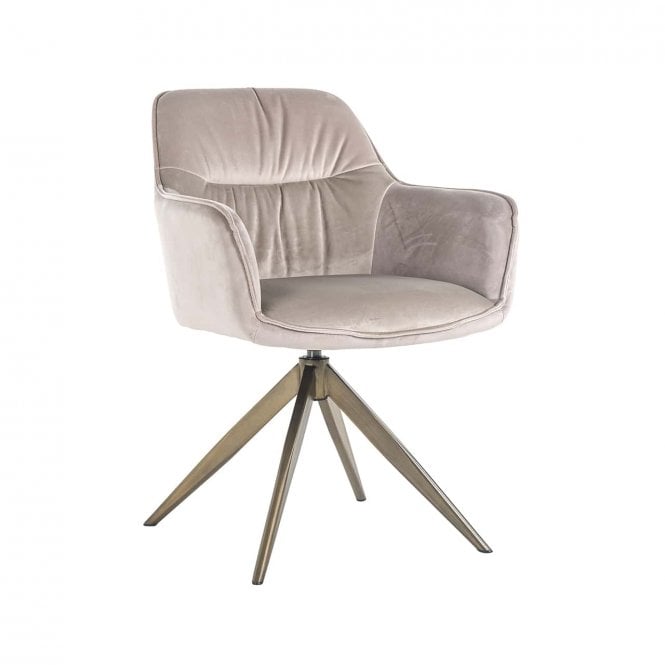 Aline Mid Century Swivel Chair In Khaki Velvet 