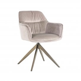 Aline Mid Century Swivel Chair In Khaki Velvet 