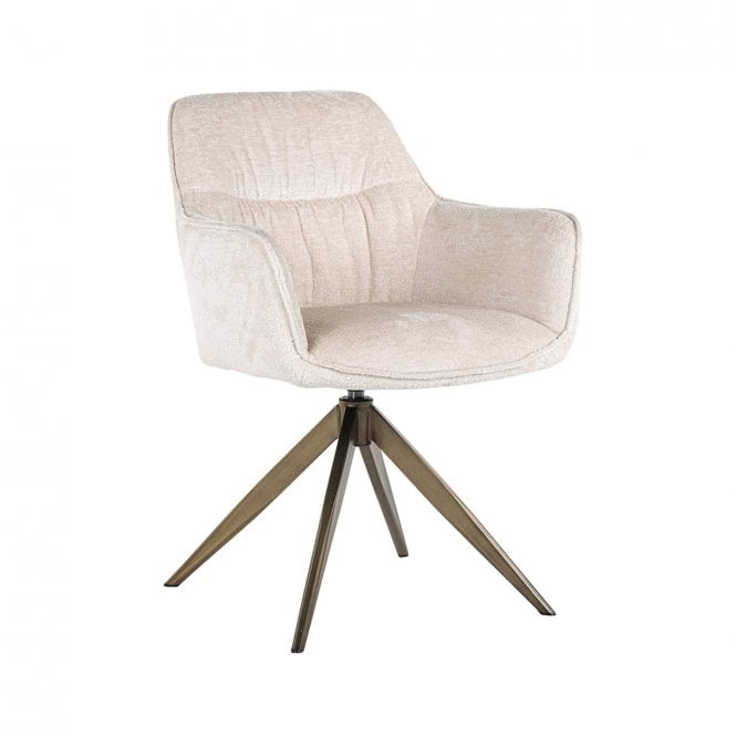 Aline Mid Century Swivel Chair In White Velvet 