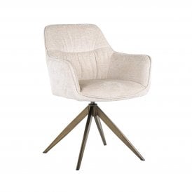 Aline Mid Century Swivel Chair In White Velvet 