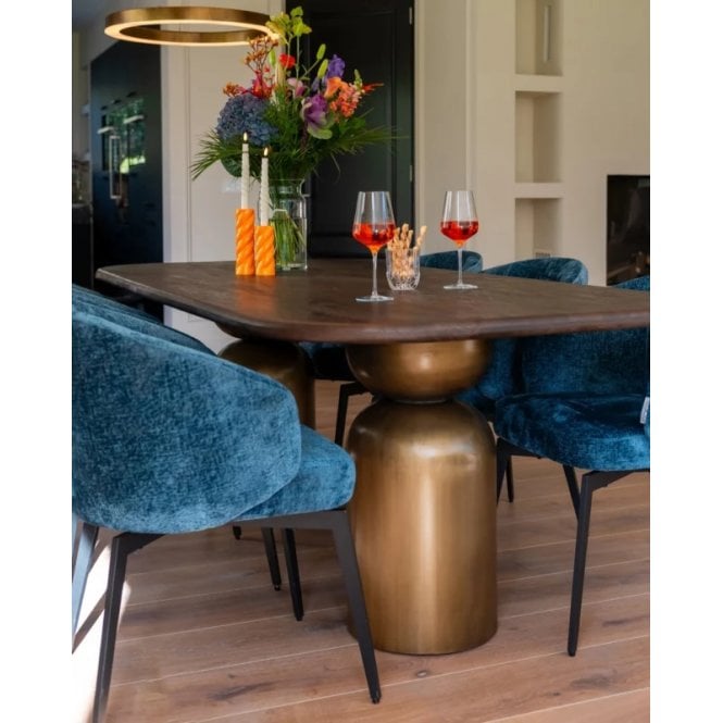 Amphara Blue Dining Chair In Chenille 