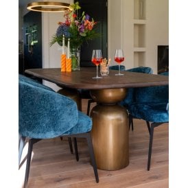 Amphara Blue Dining Chair In Chenille 