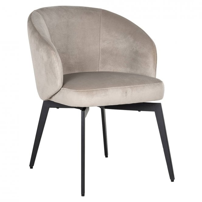 Amphara Grey Dining Chair In Khaki Velvet 