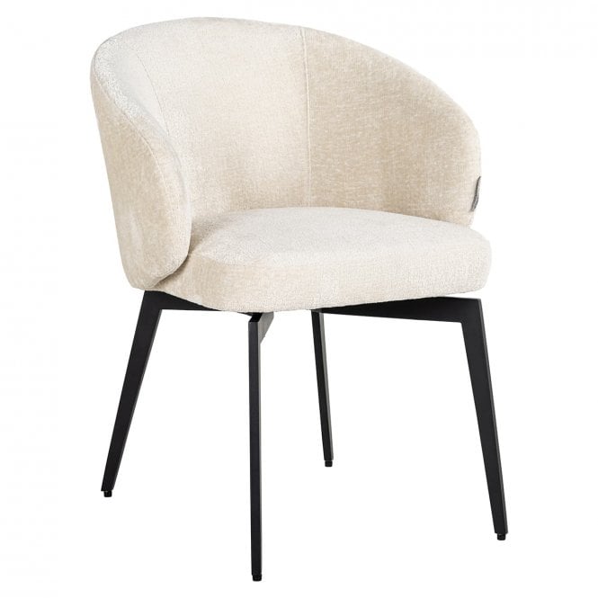 Amphara White Dining Chair In Chenille 