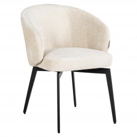 Amphara White Dining Chair In Chenille 