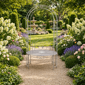 Arbour Seat Garden Bench With Arch - Grey