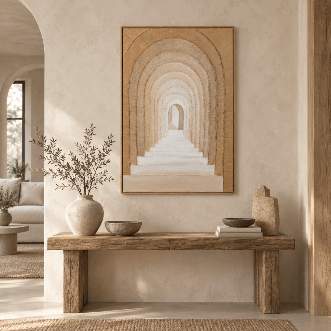 Arcadia Framed Canvas Wall Art | Large Neutral Japandi Arch Decor