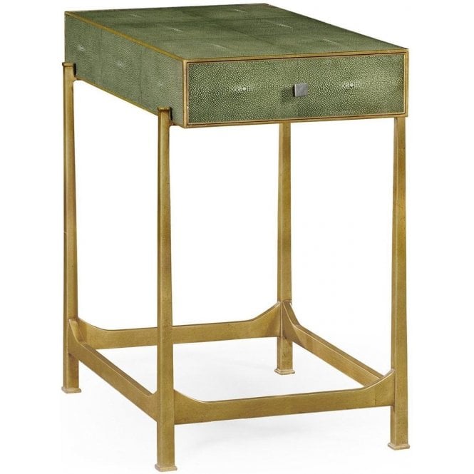 Art Deco Green Leather Side Table