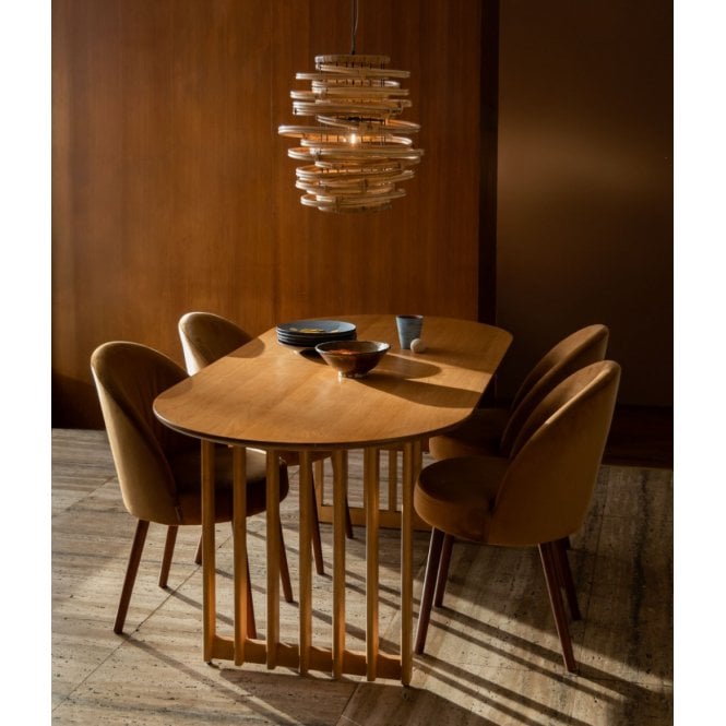 Barlet Art Deco 6-8 Seater Oak Extending Dining Table