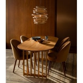 Barlet Art Deco 6-8 Seater Oak Extending Dining Table