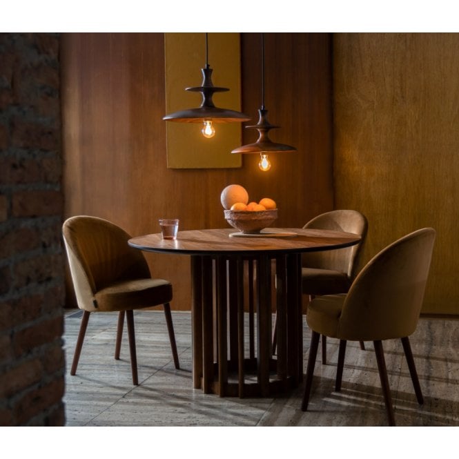 Barlet Art Deco Walnut Round Dining Table 120cm