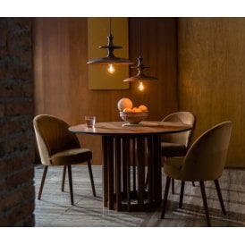 Barlet Art Deco Walnut Round Dining Table 120cm