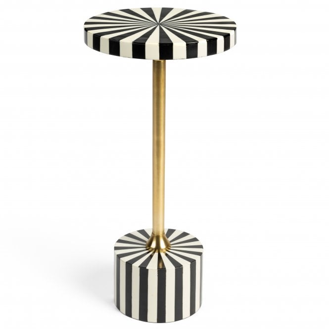 Black And White Striped Round Side Table