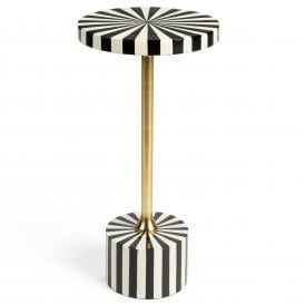 Black And White Striped Round Side Table