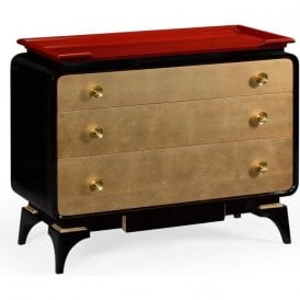Black & Gold Chest of Drawers with Red Top – Jonathan Charles
