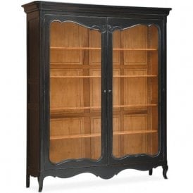 Black Painted Display Cabinet Bookcase, Louis XV