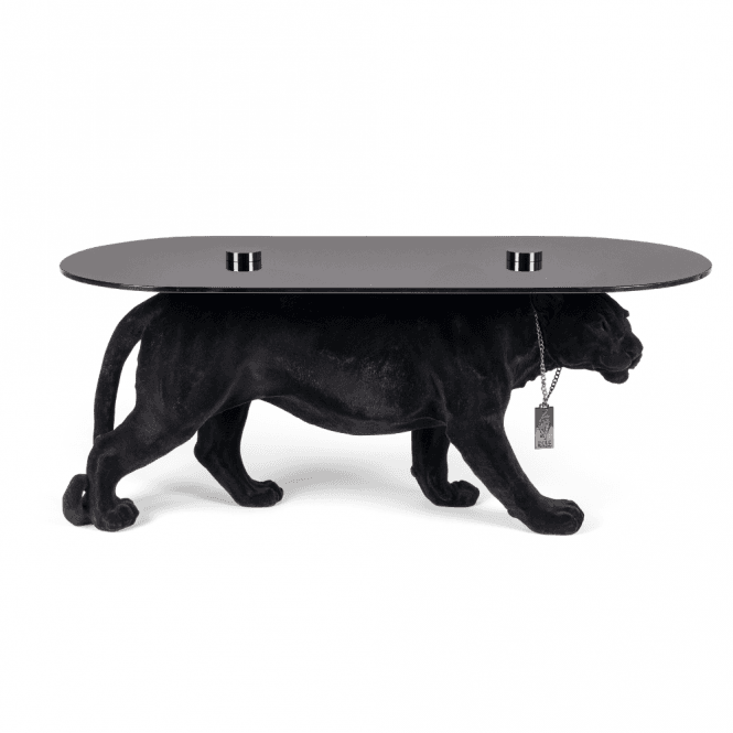 Black Panther Glass Top Coffee Table 