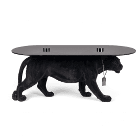 Black Panther Glass Top Coffee Table 