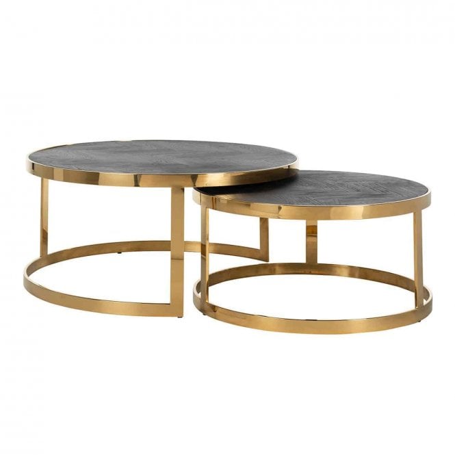 Blackbone Oak Nesting Coffee Tables – Set of 2, Gold