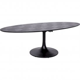 Blax Mid Century Black 8 Seater Dining Table 100'', Oval