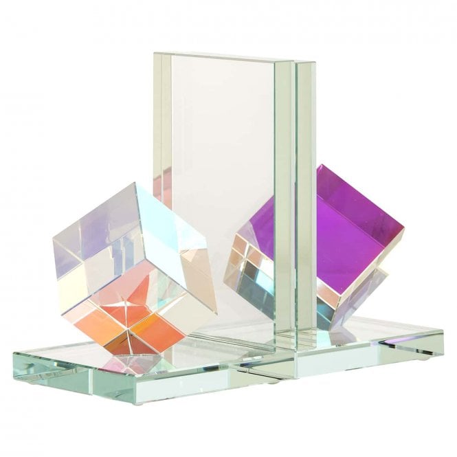 Blocks Crystal Glass Bookends 