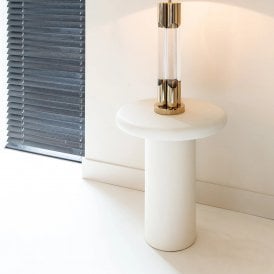 Bloomstone Modern White Stone Round Side Table 