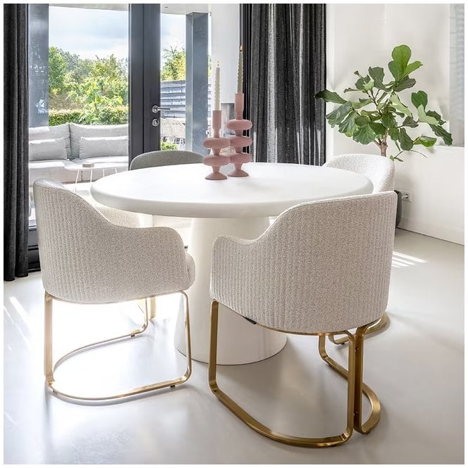 Bloomstone Wabi Sabi White Round Dining Table 130cm