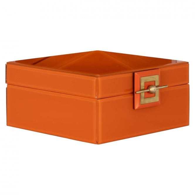 Bodine Orange Glass Decorative Box - Large
