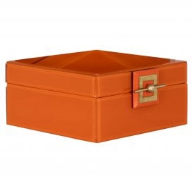 Bodine Orange Glass Decorative Box - Large