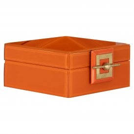Bodine Orange Glass Decorative Box - Small