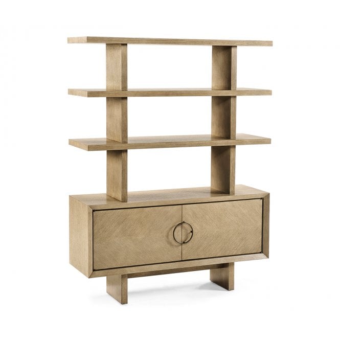 Cambrio Mid Century Modern Oak 2 Door Open Back Bookcase