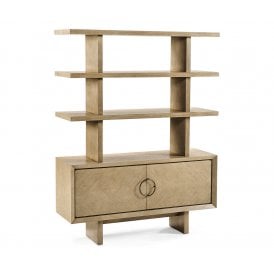 Cambrio Mid Century Modern Oak 2 Door Open Back Bookcase