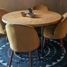 Class Art Deco Oak Parquet Round Dining Table 120cm