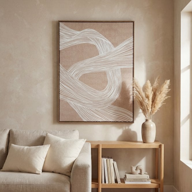 Clayre Framed Line Art Canvas | Large Neutral Japandi Wall Decor