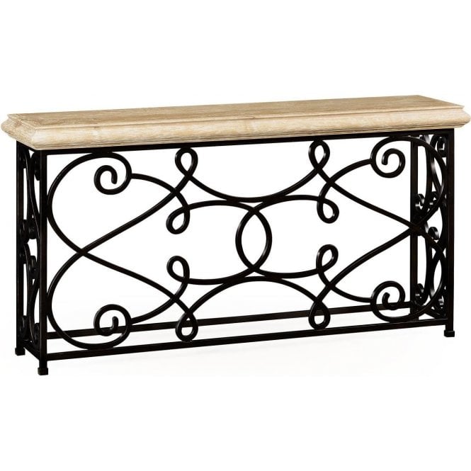 Console Table With Ornate Iron Frame 72''