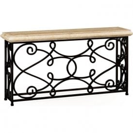 Console Table With Ornate Iron Frame 72''