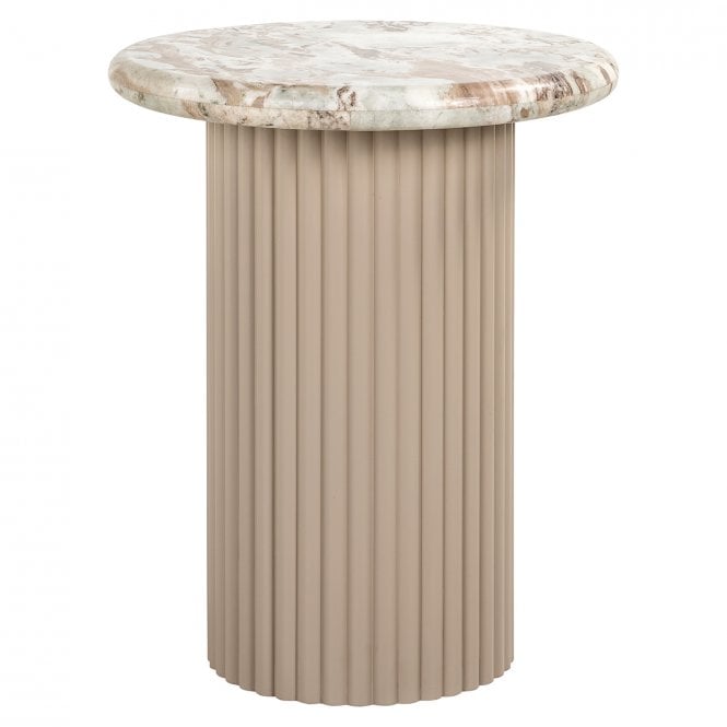 Coronel Modern Beige Marble Round Side Table 