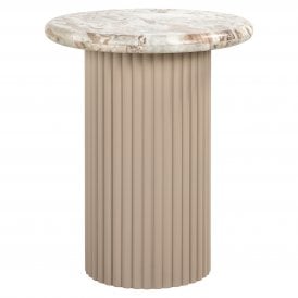 Coronel Modern Beige Marble Round Side Table 