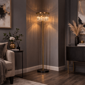 Dagmar Art Deco Glass Floor Lamp - Gold