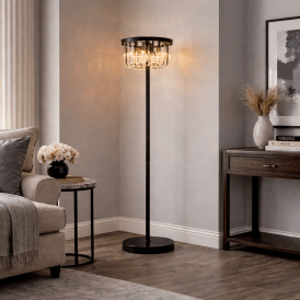 Dagmar Modern Glass Floor Lamp - Black
