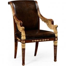 Designer Gilded Leather Armchair
