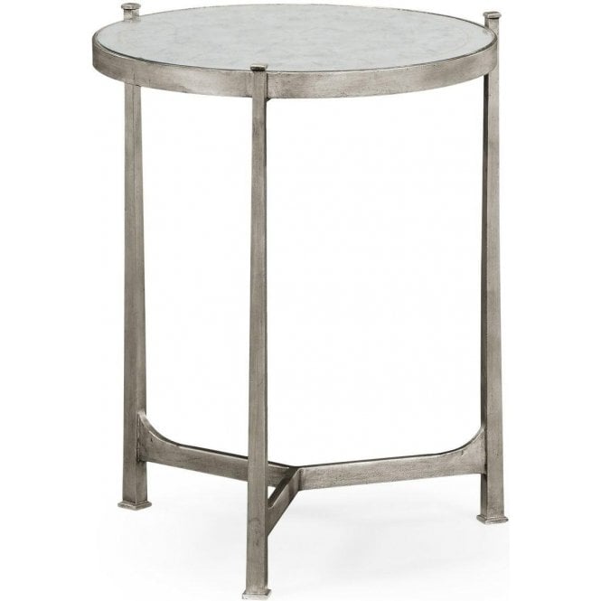 Designer Glass Side Table, Silver