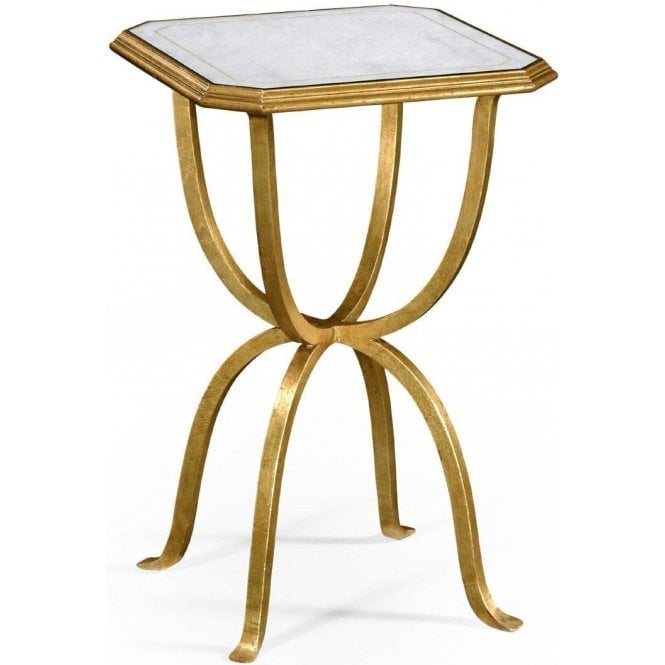 Designer Mirrored Small Side Table, Gold
