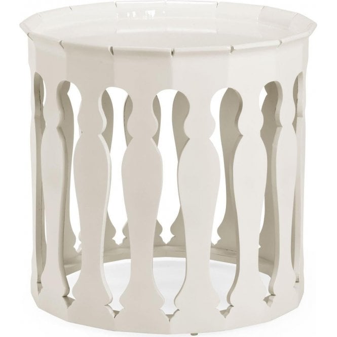 Designer Moroccan White Round Side Table