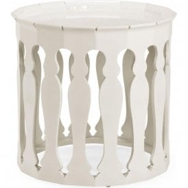 Designer Moroccan White Round Side Table