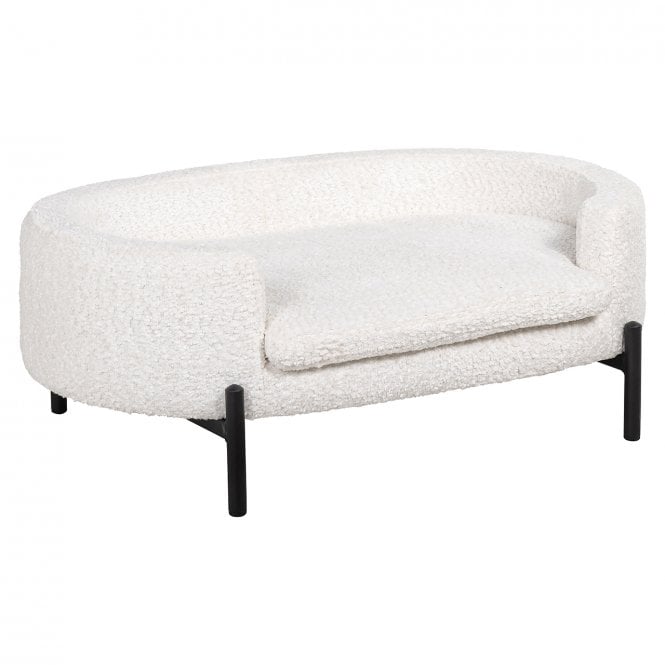 Dolly White Boucle Dog Bed