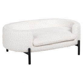 Dolly White Boucle Dog Bed