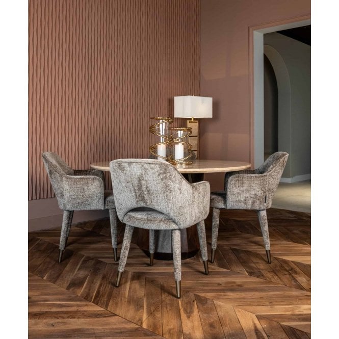 Donnatella Tub Dining Chair In Stone Chenille 