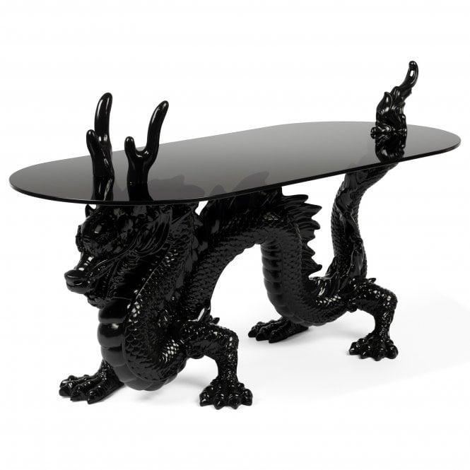 Dragonized Bastard Black Glass Coffee Table